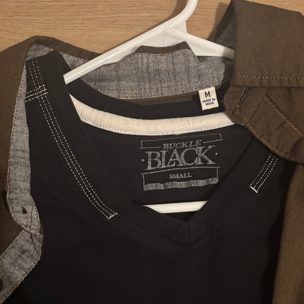 Buckle Brown and Black Dress Shirt